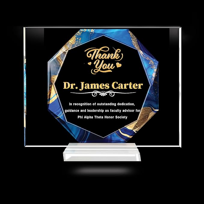 Custom Engraved Acrylic Employee Recognition Award – Personalized Appreciation Trophy for Corporate Excellence – Desk Display Plaque with Free Customization (Style #1)