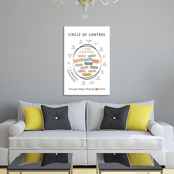 Circle Of Control Poster What I Can And Cannot Control Therapy Office Wall Art Kids Mental Health Poster Calm Down Corner School Decor 12x16in Framed