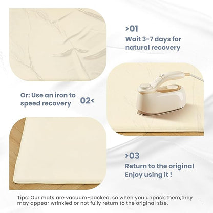 ACOMOPACK 1.3" Thick Baby Play Mat for Floor 50x50"-Memory Foam Water-Repellent Playpen Mat for Tummy Time,Non-Slip Soft Velvet Nursery Rug for Kids,Toddlers,Infants Crawling（Beige）