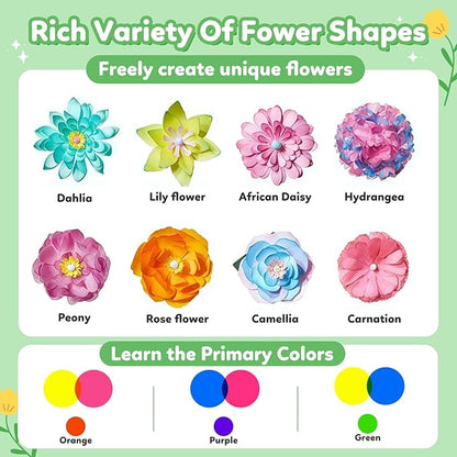 Paper Flower Science Kit, Kids DIY Arts and Crafts Color Changing Flowers Set, Flower-Dyeing Science Kits for Kids Age 8-12, Magic Flowers Paper for Girls 6 7 8 9 10 11 yr Christmas Birthday Gift
