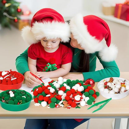 170 Pcs Christmas Sensory Bin Items Christmas Miniature Figurines Counting Sorting Sensory Bin Filler Xmas Resin Fine Motor Red Green Counts for Xmas Counting Decor
