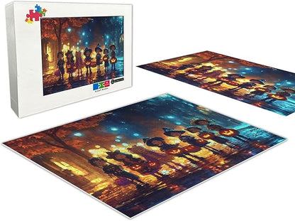 120 Pieces Puzzle Halloween Street, Adult Pumpkin Candy Basket Artwork | Creative Hd Matching Puzzle Paper Puzzle