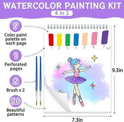 Paint with Water Coloring Books for Toddlers,Mess Free Watercolor Painting Papers for Kids Water Color Paint Kit Art Craft Birthday Gift for Ages 1-3, 4-8(Princess and Party)