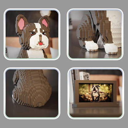 Animal Dog Model Pet French Bulldog Micro Building Blocks Set with Secret Hidden Storage Box Inside,Ideal Toy for Dog Lovers, Kids & Adults.