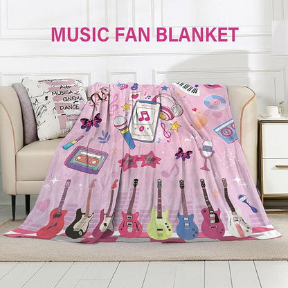 Music Fans Blanket, Flannel Purple Blanket, Singer Gifts for Sofa Bedding Music Fans Party, Singer Throw Beding 50"*60"