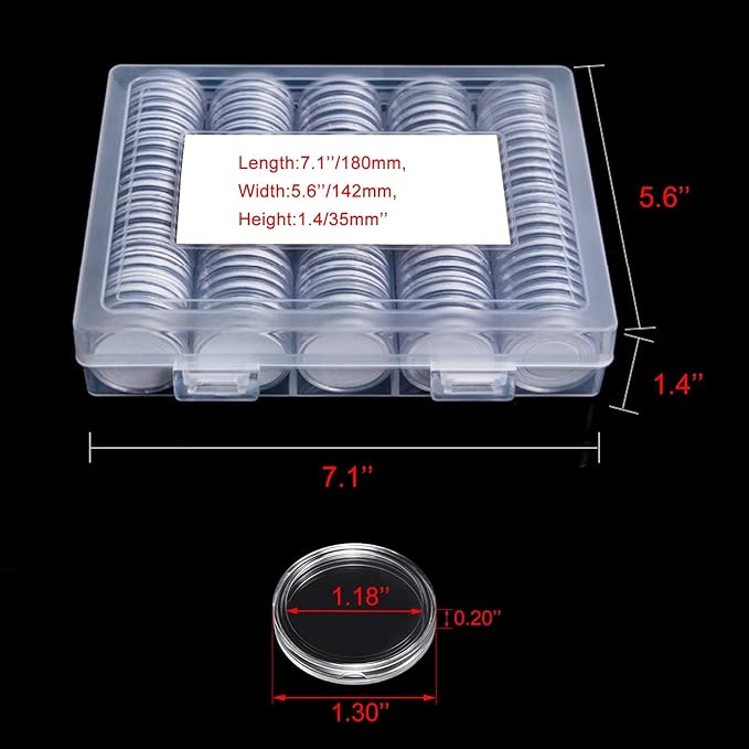 240 Pieces 30mm Coin Capsules Coin Holders for Collectors, with Foam Gasket and Plastic Storage Organizer Box, 5 Sizes (17/20/25/27/30mm) Coin Case for Coin Collection Supplies