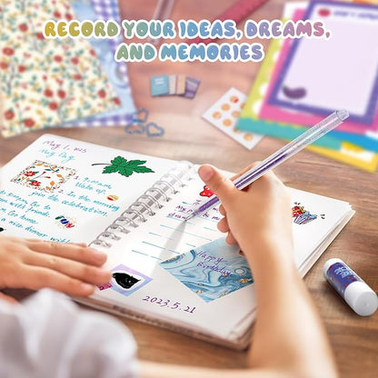 PERRYHOME DIY Journal Kit for Girls Ages 8-14, DIY Girl Journal Set for Teenage Girls Scrapbook & Diary Kits, Journaling Art Crafts Kit Teen 8 9 10 11 12 13 14 Year Old Girl Birthday Gifts - Purple