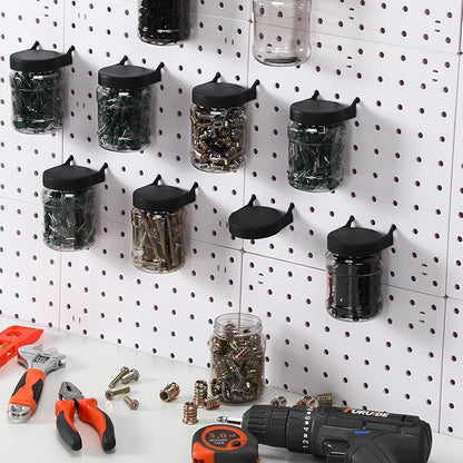 Unittype 20 Set Pegboard Organizer Accessories Peg Boards Jars with Lids Plastic Pegboards Bins Storage Containers Clear Peg Board Wall Organizer for Garage Sewing Office Home Supplies(Clear Black)