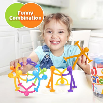 Richtim Kids Humanoid Suction Sensory Toys: 24 Pack Creative Suction Toy No Hole Bath Toy - Sensory Toys for Kids Travel - Calming Down for Boys and Girls