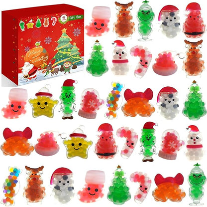 Christmas Squishy Stress Balls Fidget Toys – Sensory Stress Relief Squishy Fidget Toys ,Party Favors for Kids 4-8 8-12, Christmas Stocking Stuffers, Classroom Rewards, and Gift Bag Fillers (42PCS)