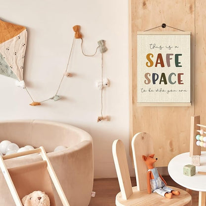 Boat Wades Mental Health Safe Space Poster Hanger Frame, This is a Safe Space Boho Wall Art Hanging Banner Decor for Classroom Therapy Office School Counselor Office Calming Corner, 12x16 Inch