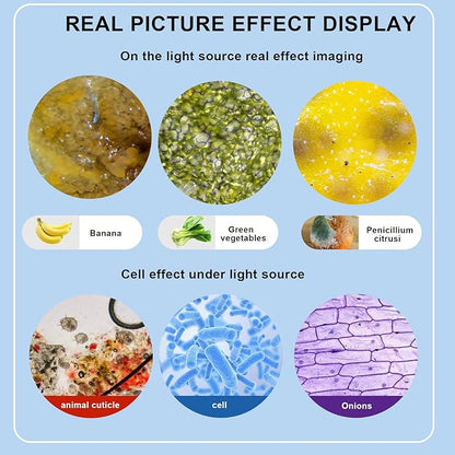 Microscope for Adults WF10x and WF25x eyepieces, 40X-2000X Magnification USB Camera, Microscope for Adults Suitable for Laboratory School (Large Model Binocular Electronic Eyepiece)