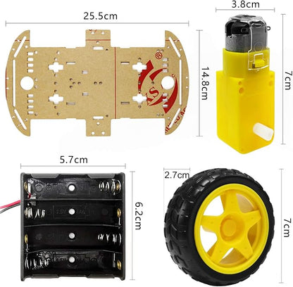 The perseids DIY Robot Smart Car Chassis Kit Educational Toy with Speed Encoder, 4 Wheels and Battery Box for Adult Age 16+ (4 Wheels)