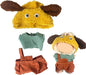 17cm Doll Clothes | Fashion Kawaii Chic Style Set for Dolls | 3-Piece Outfit with Green Striped Top, Brown Overalls & Yellow Puppy Hat (NO Doll)