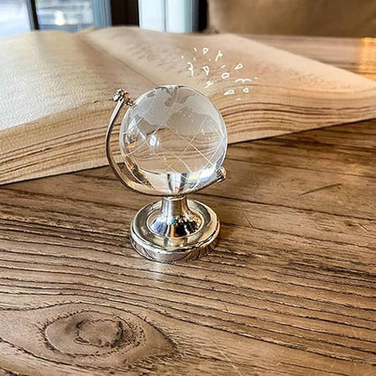 Mini World Globe Crystal Glass balls,Clear Paperweight decorative,small Earth globe for desk decorations,Office Home table Decor,tiny Ornaments Gifts, Miniature Ball Sphere paper weights,Golden 5cm.