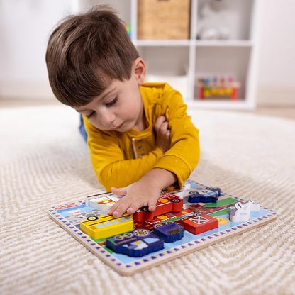 Melissa & Doug Vehicles Wooden Chunky Puzzle (9 pcs), Educational Screen Free Activity for Toddler, Preschoolers And Kids Ages 2+- FSC Certified