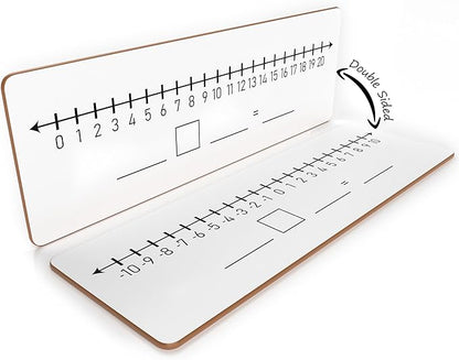 SCRIBBLEDO Negative Number Line Board 4”x12” Inch Lapboard Double Sided White Board Featuring -10 Through +10 Number Line & 0-20 Dry Erase Students Desk Whiteboard Math Manipulatives