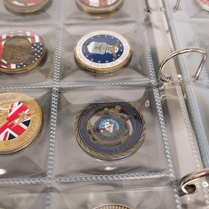 Challenge Coin Album 2.4''x2.4'' Pockets Holds 120 Large Military Coin Medals Display and Storage