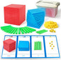 Math Manipulatives for Kids Aged 3+.Base Ten Blocks with Place Value Chart - Plastic Math Cubes to Help Educate Kindergarten Teachers.133 PCS