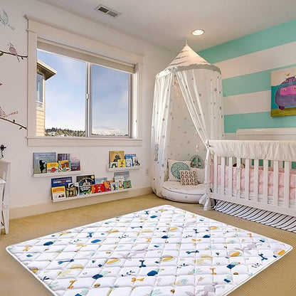 Premium Foam Baby Play Mat 79" X 55", Extra Large Soft Thicker Activity Playmats for Babies, Toddlers, Infants, Play & Tummy Time, Foldable & Machine Washable Baby Mat for Floor