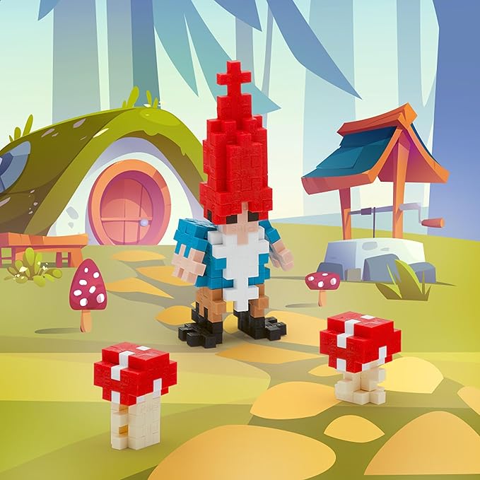 Plus Plus 3D Puzzle Cryptid Construction Building Block Set, Fun Fantasy Figures Stem Toys for Kids, 70 Interlocking Pieces - Gnome Mini Maker Tube