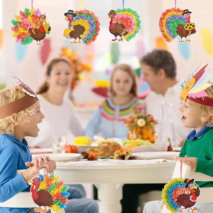 Fennoral 24 Pack Thanksgiving Turkey Crafts Kit for Kids Make You Own Turkey Poke in Arts and Crafts DIY for Boys Girls Classroom Activities Fall Decoration