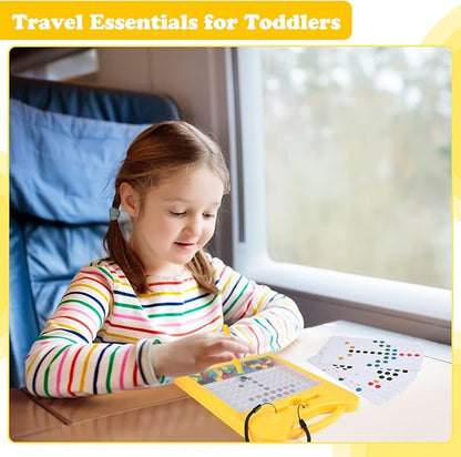 Magnetic Drawing Board for Kids, Toddler Magnet Doodle Board with 2 Pens, Magnetic Dot Art, Fine Motor Skills Toys, Airplane Travel Essentials Toys for Boys Girls (Yellow Cat)