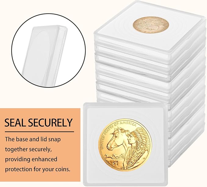 80 Pcs Coin Holders for Collectors, Clear Coin Cases with 5-Size Sponge Gaskets 20/25/30/35/40mm, Plastic Coin Slabs and Coin Protectors for Silver Dollar Collectors Collection Supplies, White