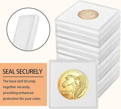 80 Pcs Coin Holders for Collectors, Clear Coin Cases with 5-Size Sponge Gaskets 20/25/30/35/40mm, Plastic Coin Slabs and Coin Protectors for Silver Dollar Collectors Collection Supplies, White