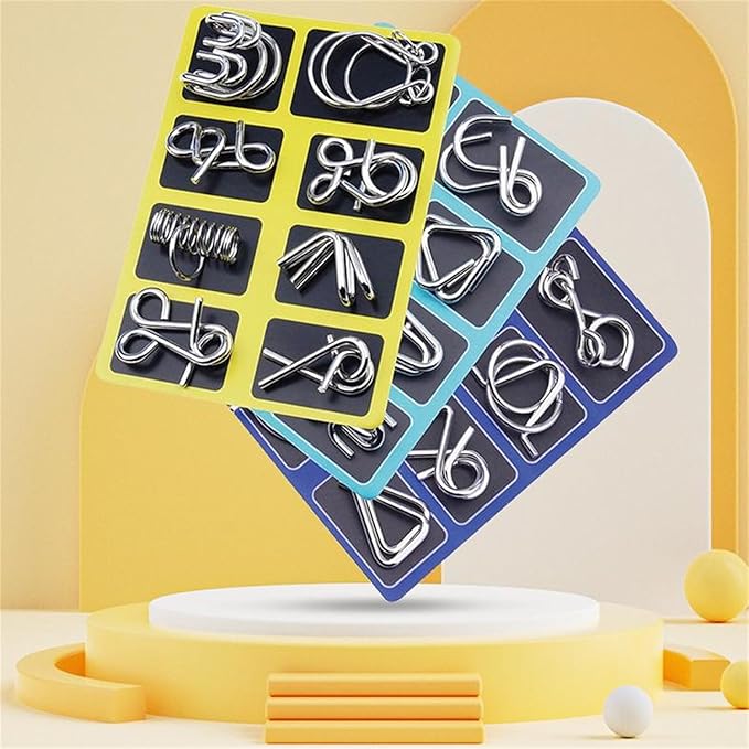 Reverse Thinking Puzzles, Metal Puzzle Ring, Educational Intellectual Toys IQ Toys, Metal Brain Teaser Puzzles, 2025 New IQ Test Brain Teaser Disentanglement Set (Pink)