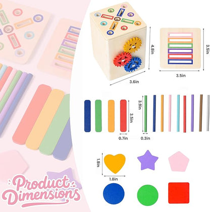 Shape & Color Sorting Montessori Toys for Toddlers 1-3, Wooden Sensory Toys, Preschool Learning Activities Matching Game, Educational Toy for Fine Motor Skills, Travel Gift for Boys Girls