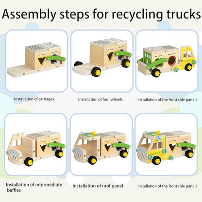 Wooden Recycling Truck Toy Take-Apart Garbage Sorting Truck