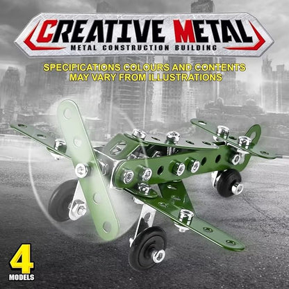 Metal Building Military Series Assembly Toys,Small Construction Set for Kids Ages 4-8, Military Toys for Boys Age 8-12,STEM Toy Gifts for Model Army Kit(166pcs No Motor)