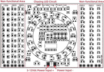 Surface-Mount Device(SMD) Soldering Practice Kit, Soldering Project Kit with Compoments and PCB, LED Chasing Lights, Perfect for Electronics Enthusiasts & Beginners
