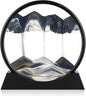 Moving Sand Art Picture - 3D Quicksand Painting Decor - Round Glass 3D Deep Sea Sandscape - Relaxing Home Decoration Desk Toys for Home Office Desk Mantle Bookshelf- (Black, 7 in)