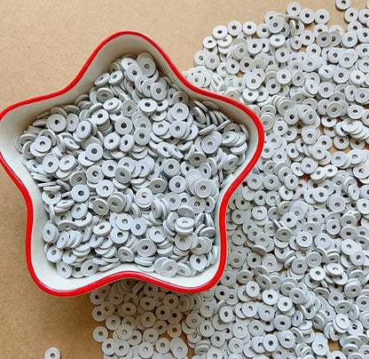 3000Pcs Clay Beads Flat Round Polymer Bead Vinyl Heishi Beads Flat Round Polymer Bead for Jewelry Making Necklace Bracelet (04-Grey)