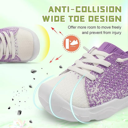 JIASUQI Toddler Shoes for Boys Girls Slip on Sneakers Wide Toe Walking Shoes Toddler Sock Shoes