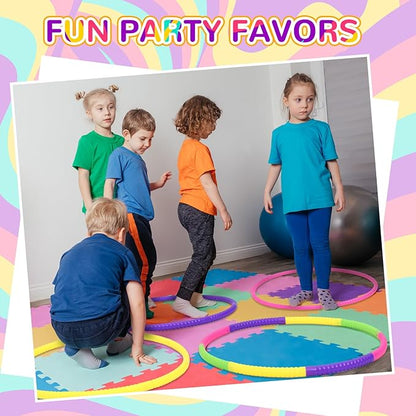 Sratte 8 Pcs Color Hoop Detachable Adjustable Hoop Exercise Ring Plastic Toys for Teens Games Gymnastics Dog Agility Equipment Party Decor, 4 Colors