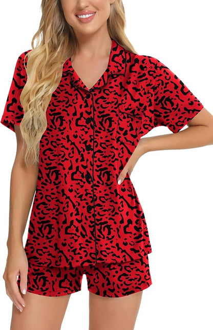 SWOMOG Womens Button Down Pajamas Set Short Sleeve Sleepwear Bride Soft Pj Lounge Sets XS-3XL