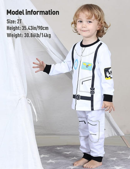A&J DESIGN Pure Cotton Printed Pjs for 2-14 Years Kids, 2-Piece Long-Sleeved Pajamas Set