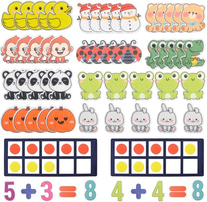 CHEFAN Felt Ten-Frame Set Math Manipulative Counter for Elementary, Numbers Learning Counting Toy for Kids, Montessori Math Educational Game, 2 Ten Frames & 162PCS for Kindergarten, 3+ Years Old