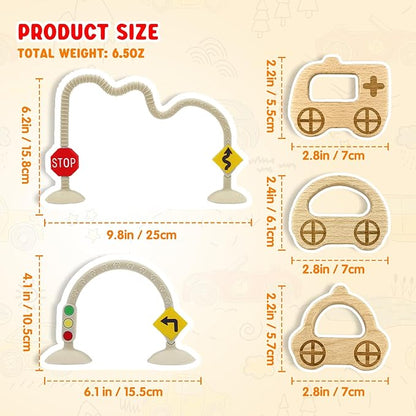 High Chair Suction Toys for Babies 6-12 Months, Suction Cup Toy for Toddlers 1-3, Baby Sensory Montessori Chew Toy for Babies 0-6 Month, Silicone Baby Teething Toys for 12-18 Months