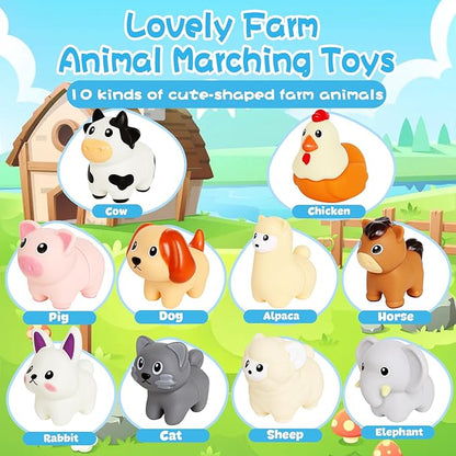 Toddler Toys,Montessori Preschool Learning Activities Animal Toy for Boys Girls,10 pcs Little People Animals Matching Games Fine Motor for Kids Ages 2-3