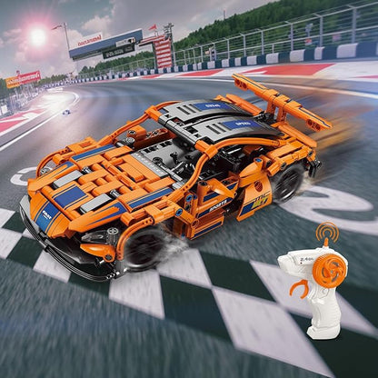 408 Piece Remote Control Racing Car Building Set for Kids,STEM 1:16 technology Sports Car Collection Model Brick Kit,Rechargeable RC Sports Cars Toy Set Gift for 6 7 8+ Year Old Boys and Girls
