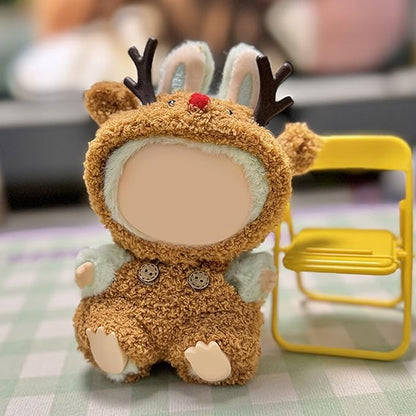 17CM Doll Clothes Set Deer Hood + Brown Overalls, Fashion Cute Dress-Up Clothes for Doll Accessories Outfit(No Doll Included)(LBB Clothes 13)