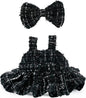 Clothes for 17cm Dolls, Premium Dolls Accessories with Chic Black Bow Spaghetti-Strap Dress Set, High-End Fashion Outfit for Play & Display