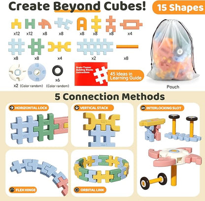 Interlocking Large Building Blocks for Toddlers 3-5, STEM Building Toys for Kids 3 3+ 4 4+ Year Old, Manipulatives Preschool Kindergarten Toys for Kids Age 3+, Birthday Gifts for Boys Girls