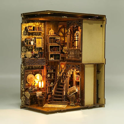 DIY Miniature House Kit, Mini House Building Kit, DIY Book Nook Kit, Tiny Model House for Adults to Build, Beginner 3D Wooden Book Nook, for Family Friends (Book Museum)