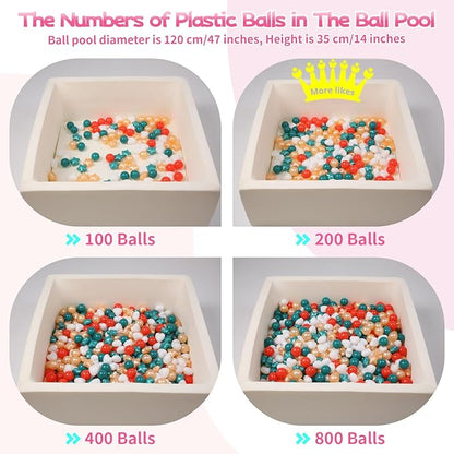 Ball Pit Balls Pack of 100 200 500 - Star and Round Set BPA Free Phthalate Free Non-Toxic Crush Proof Play Balls Soft Plastic Balls for Toddlers Baby Kids Birthday Pool Tent Party