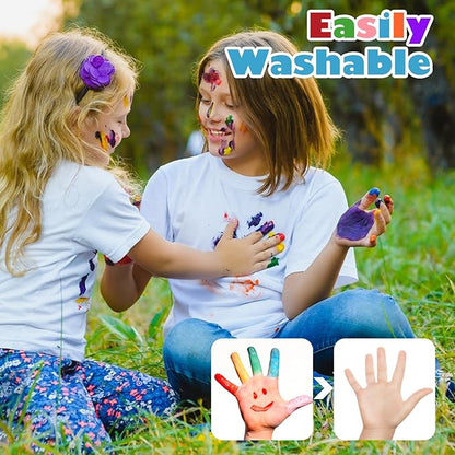 AROIC Non-Toxic Finger Paint Set for Kids & Toddlers-Vibrant Washable 8 Colors (60ml),Creative Art Gift for Boys Girls,Hand Painting Art Supplies for DIY Crafts & Early Education